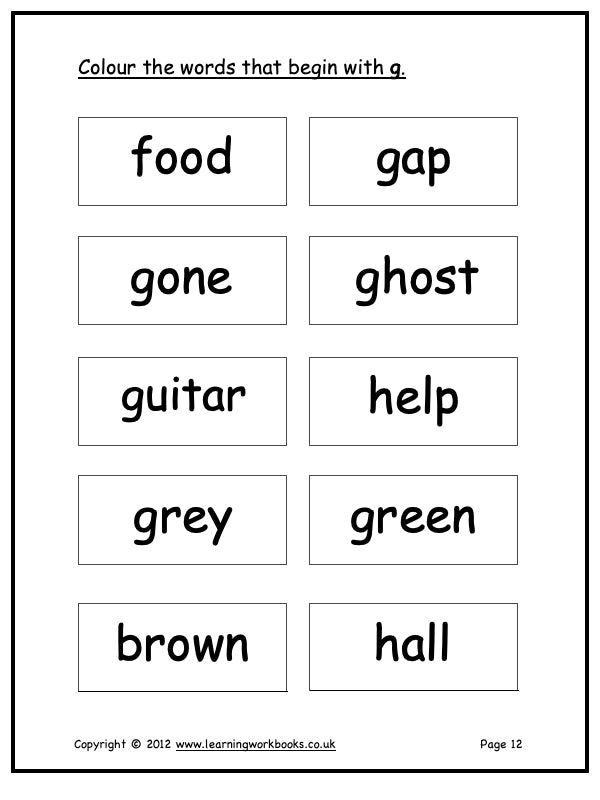 Alphabet Workbook Letter G