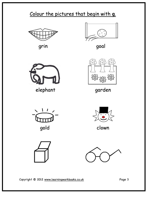 Alphabet Workbook Letter G