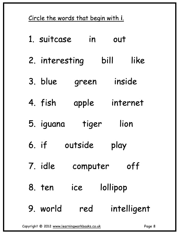 Alphabet Workbook Letter I