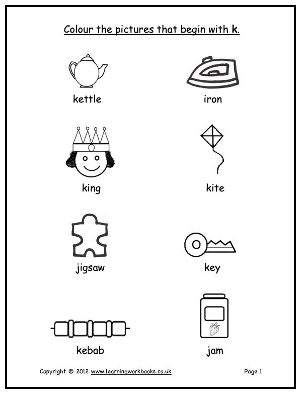 Alphabet Workbook Letter K