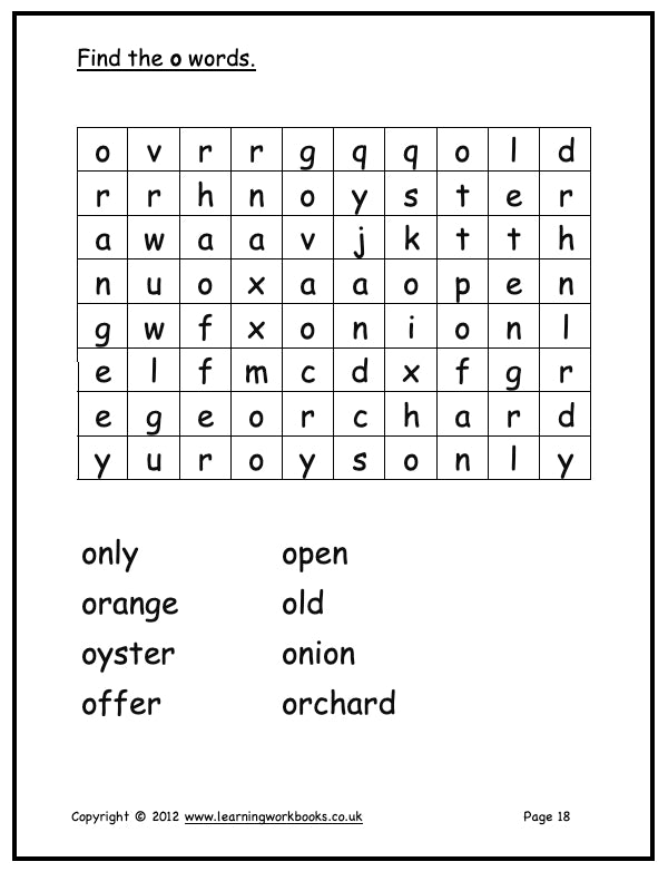 Alphabet Workbook Letter O