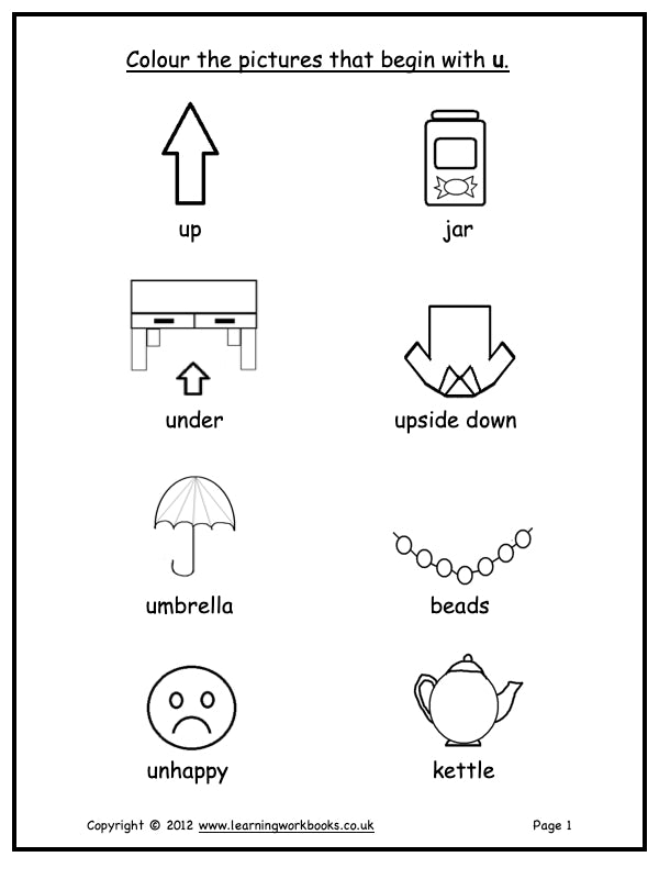 Alphabet Workbook Letter U