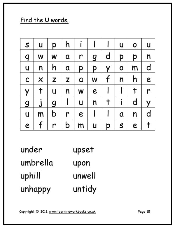 Alphabet Workbook Letter U