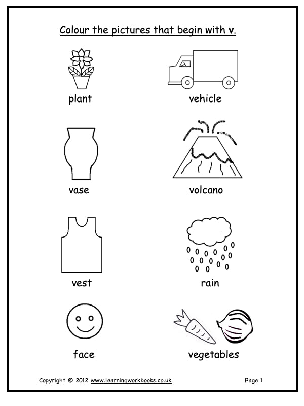 Alphabet Workbook Letter V