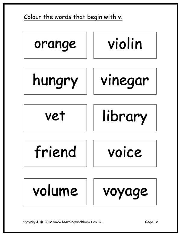 Alphabet Workbook Letter V