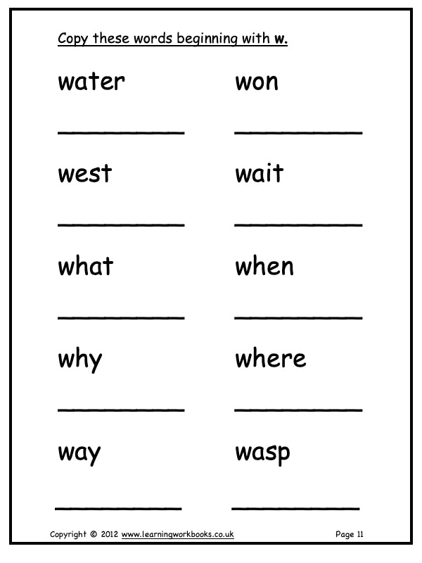 Alphabet Workbook Letter W