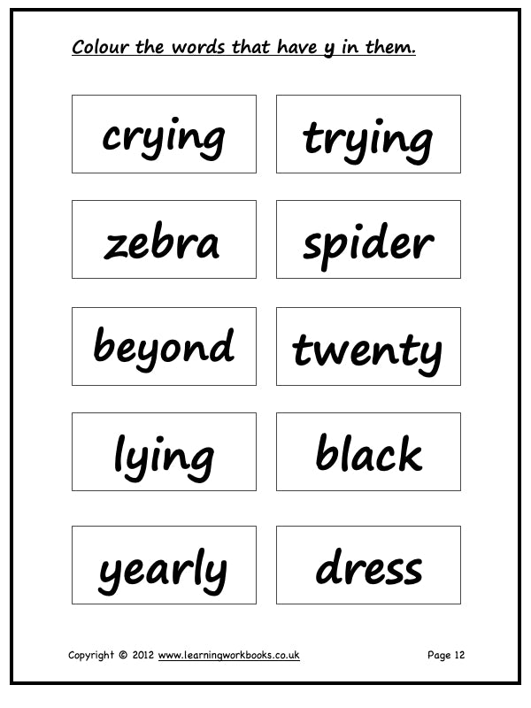 Alphabet Workbook Letter Y