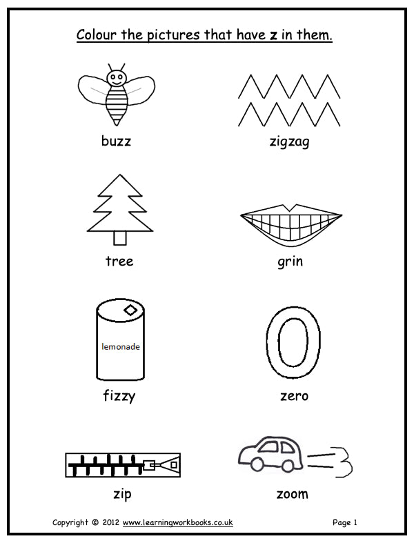 Alphabet Workbook Letter Z