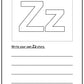 Alphabet Workbook Letter Z (downloadable digital product)