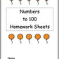 Numbers to 100 Homework Sheets (downloadable digital product)