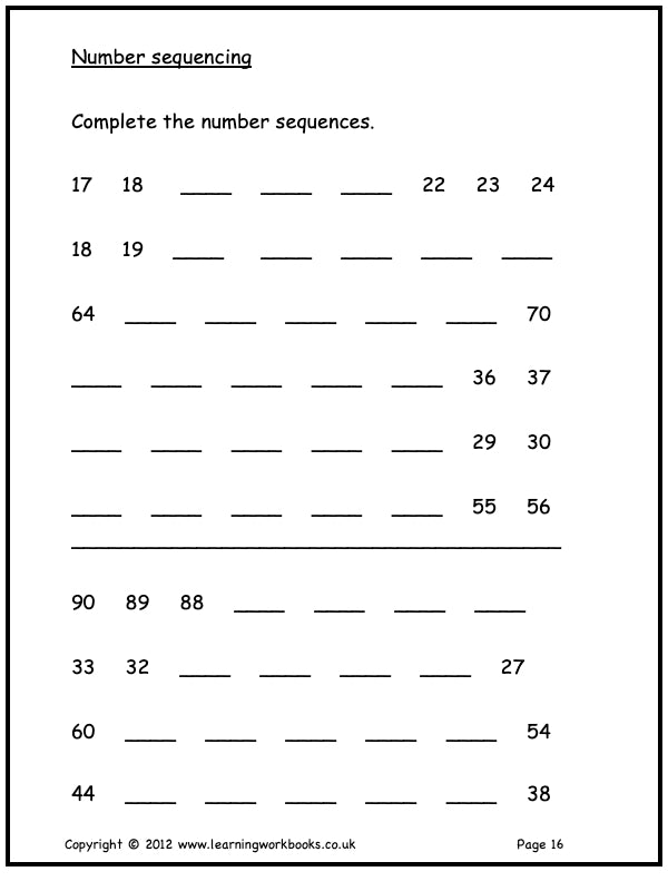 Numbers to 100 Workbook 2: Homework Sheets