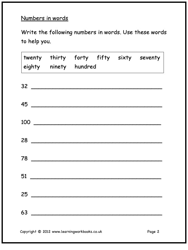 Numbers to 100 Workbook 2