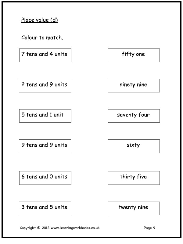 Numbers to 100 Workbook 2