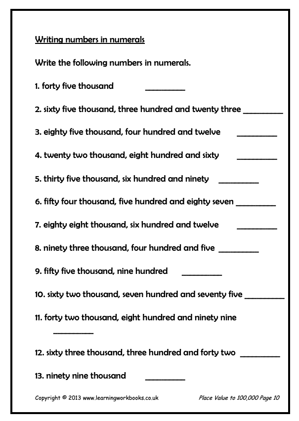 Place Value to 100,000