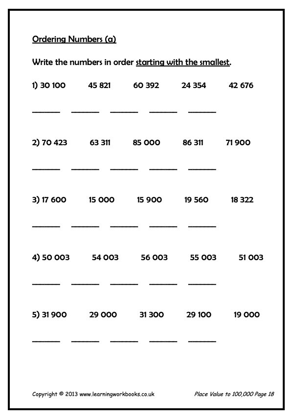 Place Value to 100,000 – Learning Workbooks