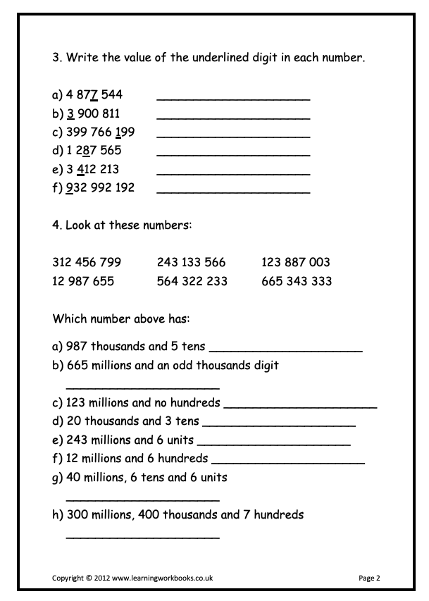 Place Value to a Billion