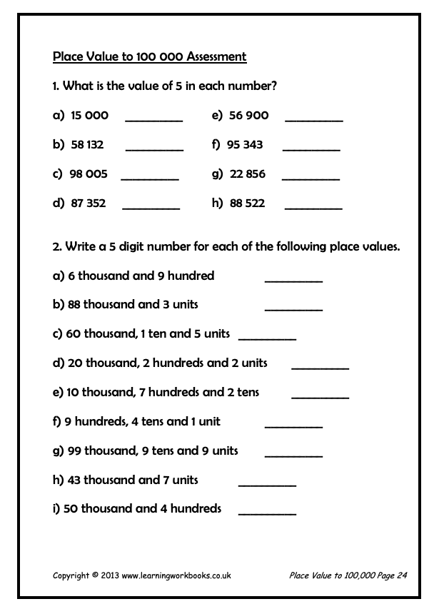 Place Value to 100,000