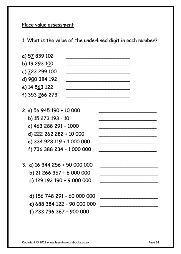 Place Value to a Billion