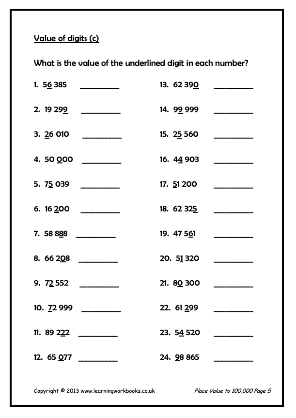 Place Value to 100,000