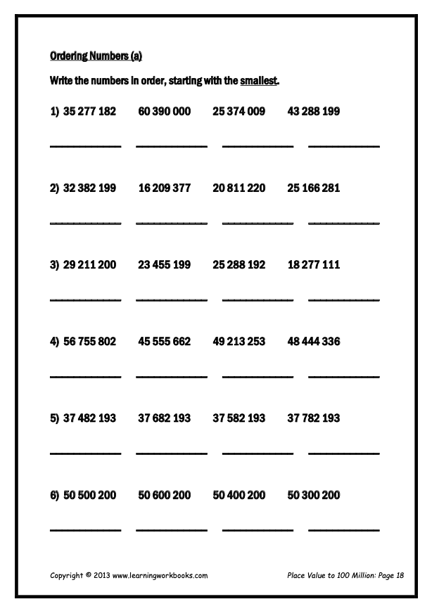 Place Value to 100 Million