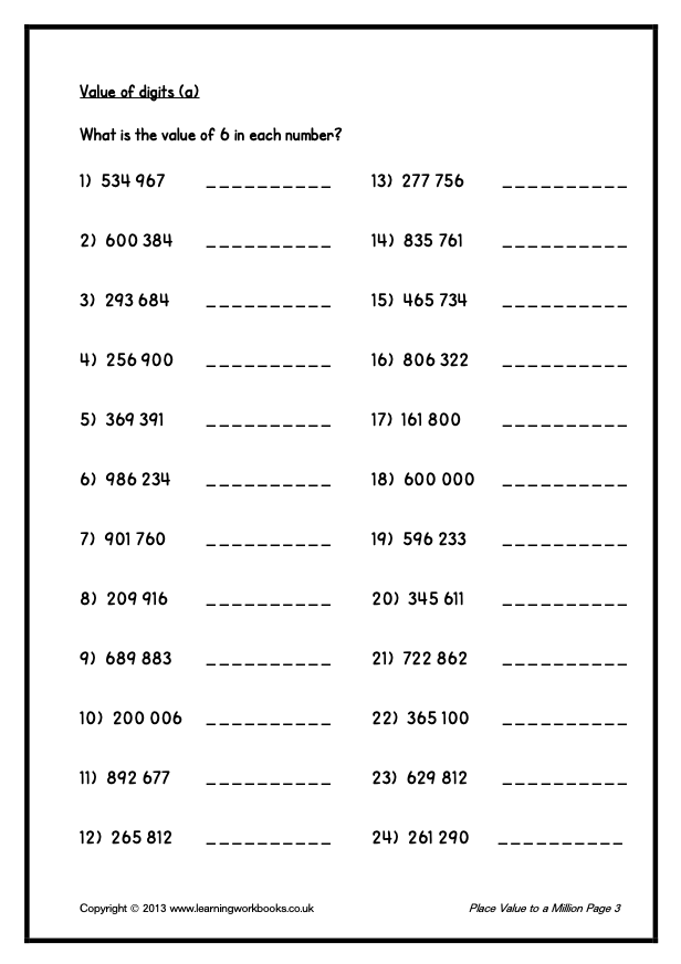 Place Value to a Million