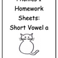 Phonics 1 Homework Sheets: Short Vowel a (downloadable digital product)