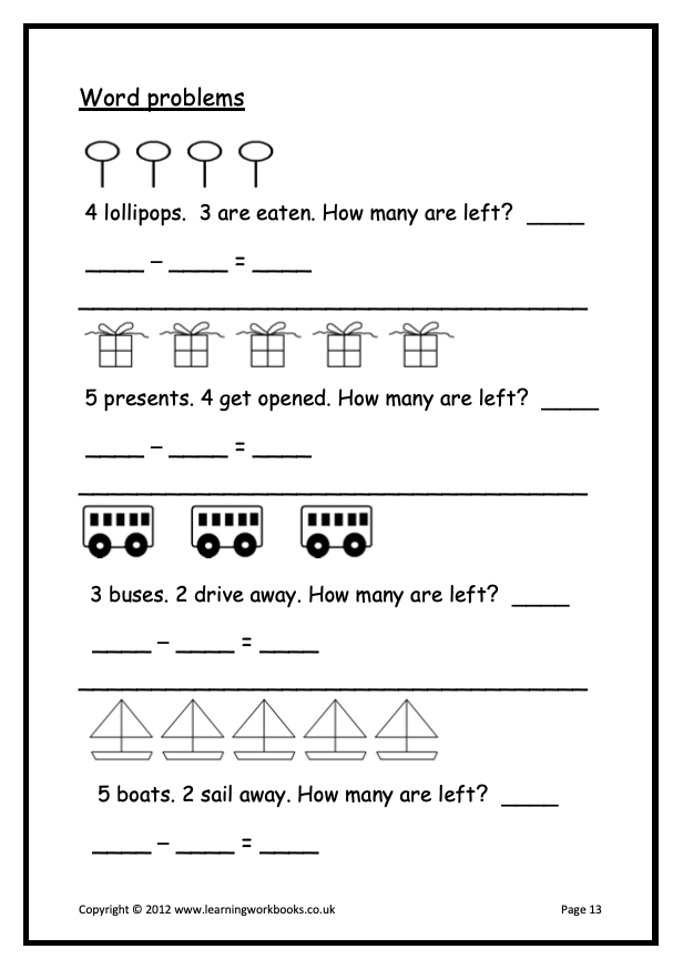 Subtraction to 5